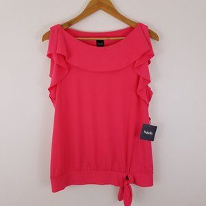 Rafaella Paradise Pink Sleeveless Top Ruffled